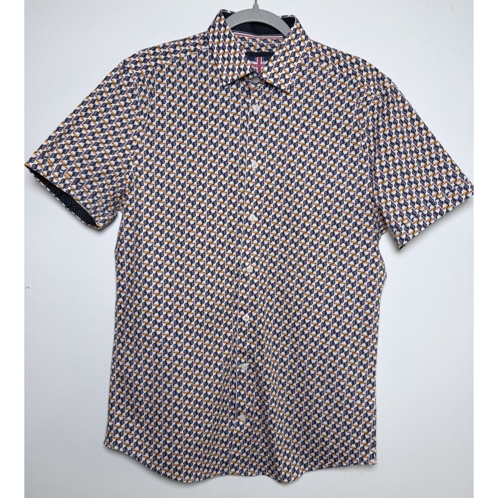 Soul of London Men's Medium Tropical Bird Print Short Sleeve Button Up Shirt